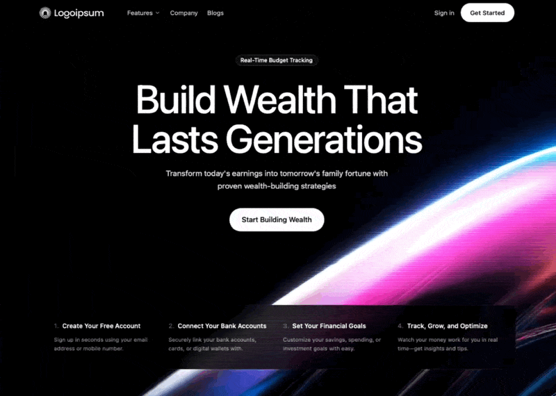 Wealth Video Hero &mdash; Fintech website build-prompt