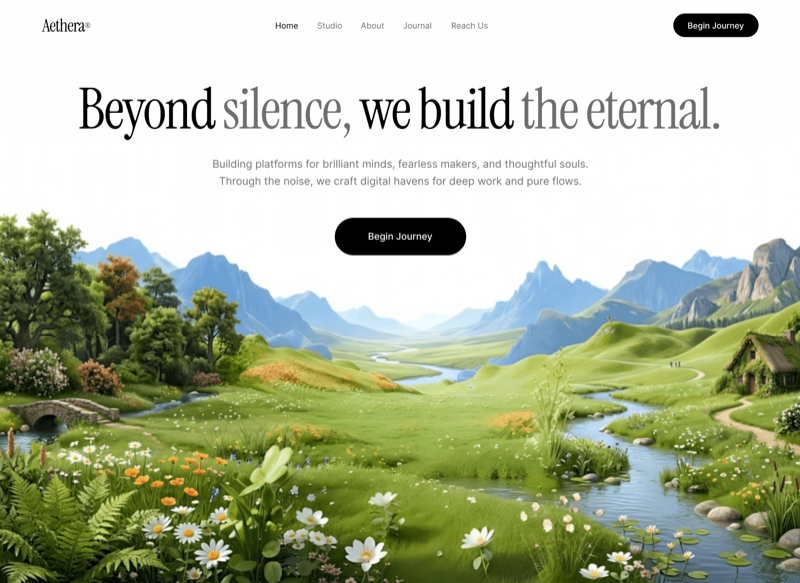 Aethera Studio &mdash; Hero Section website build-prompt