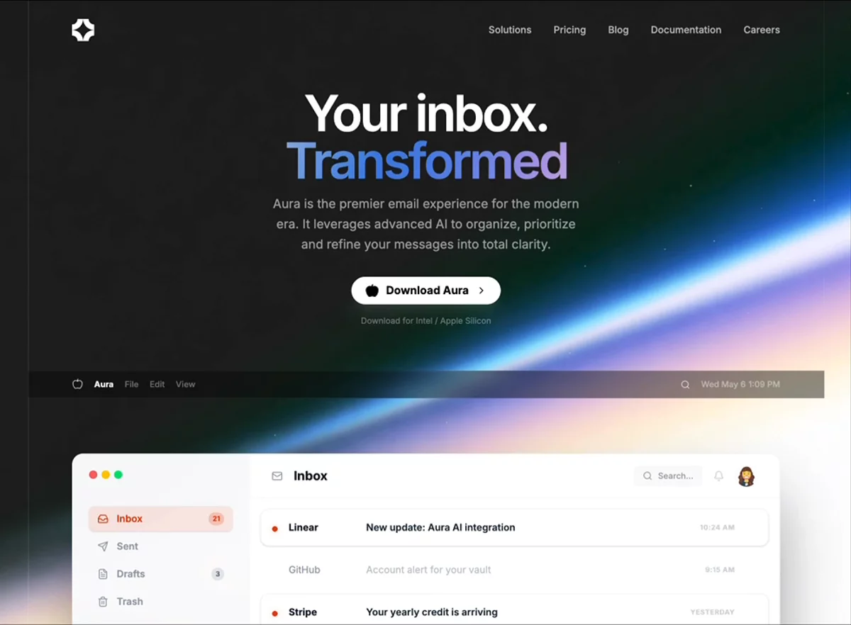 AuraMail &mdash; SaaS website build-prompt