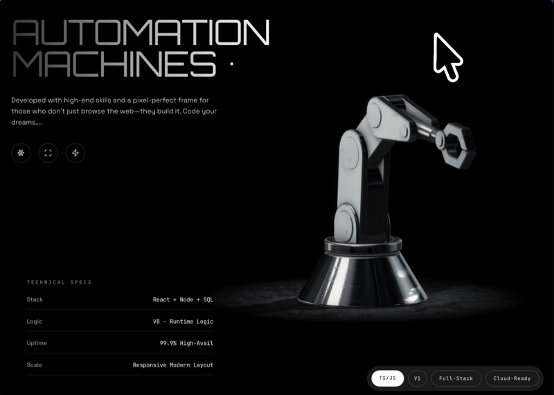 Automation Machines &mdash; Hero Section website build-prompt