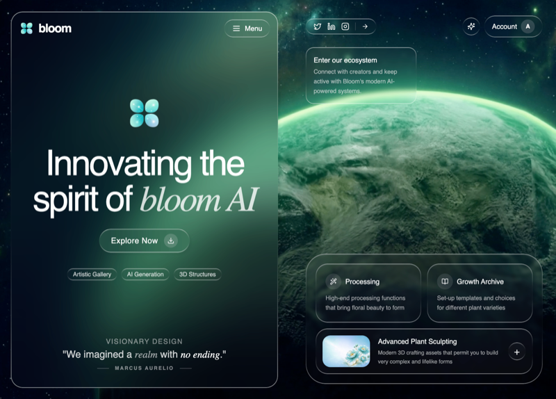 Bloom AI &mdash; Hero Section website build-prompt