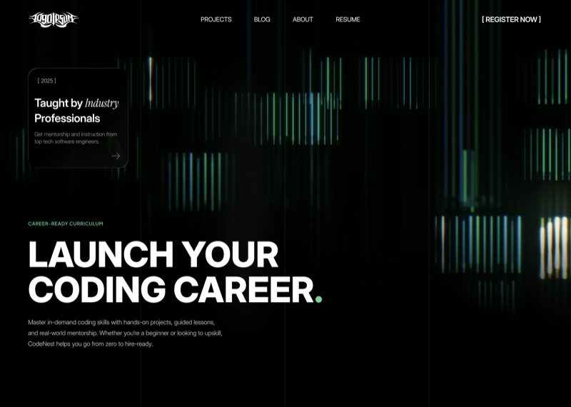CodeNest Coding Platform &mdash; Landing Page website build-prompt