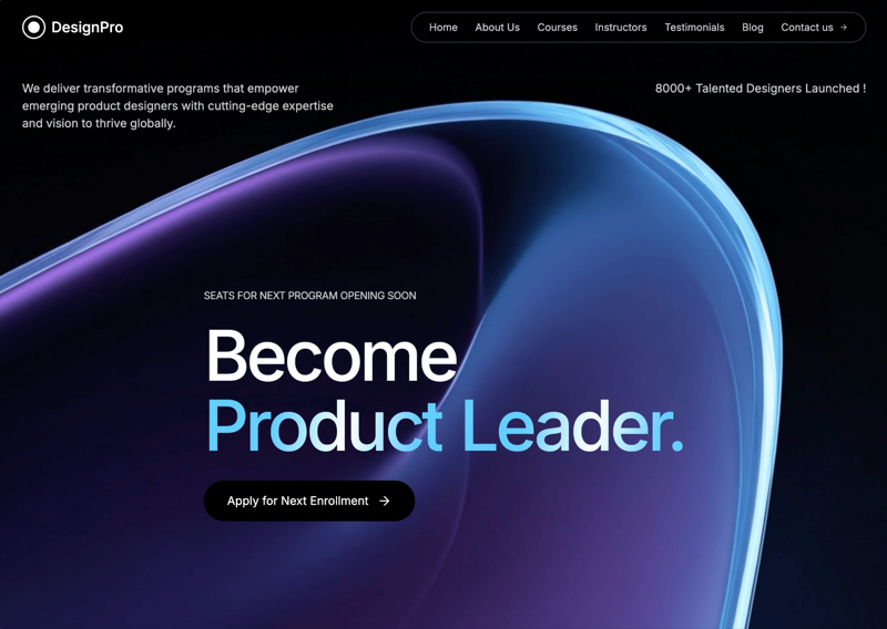 DesignPro Academy &mdash; Hero Section website build-prompt