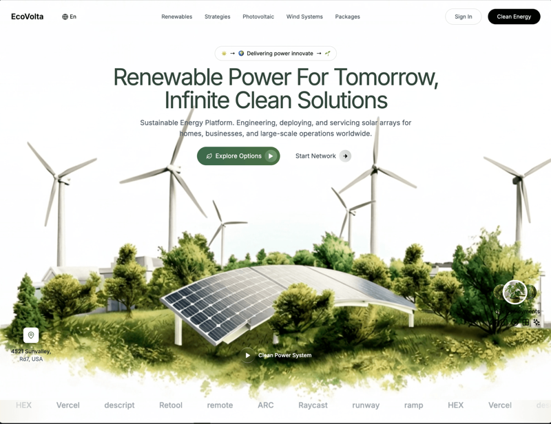 EcoVolta &mdash; Hero Section website build-prompt
