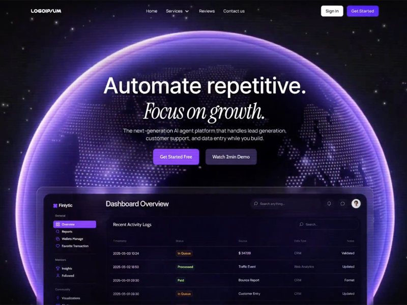 Finlytic AI Agent &mdash; SaaS website build-prompt