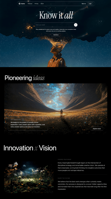 Innovation &mdash; Landing Page website build-prompt