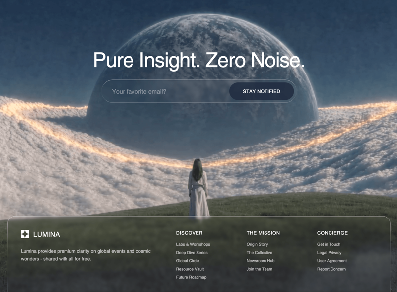 Lumina &mdash; Footer Section website build-prompt