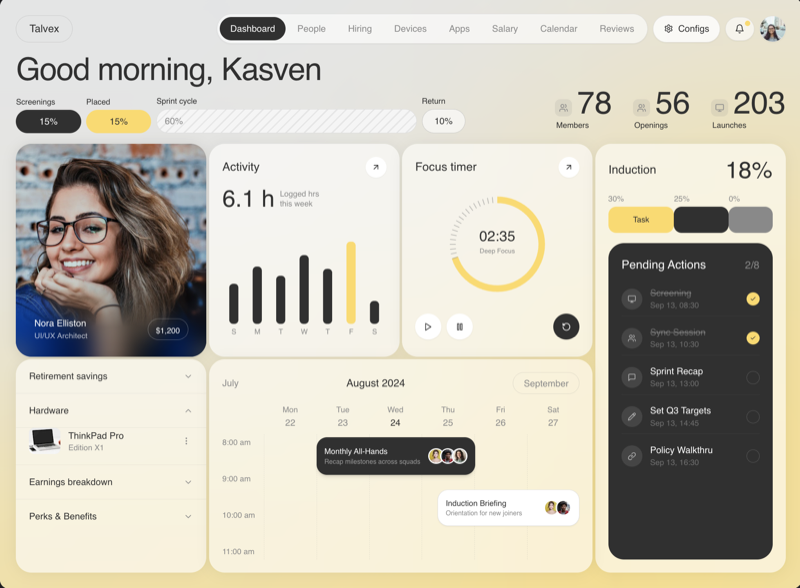 Modern HR Dashboard &mdash; Dashboard website build-prompt