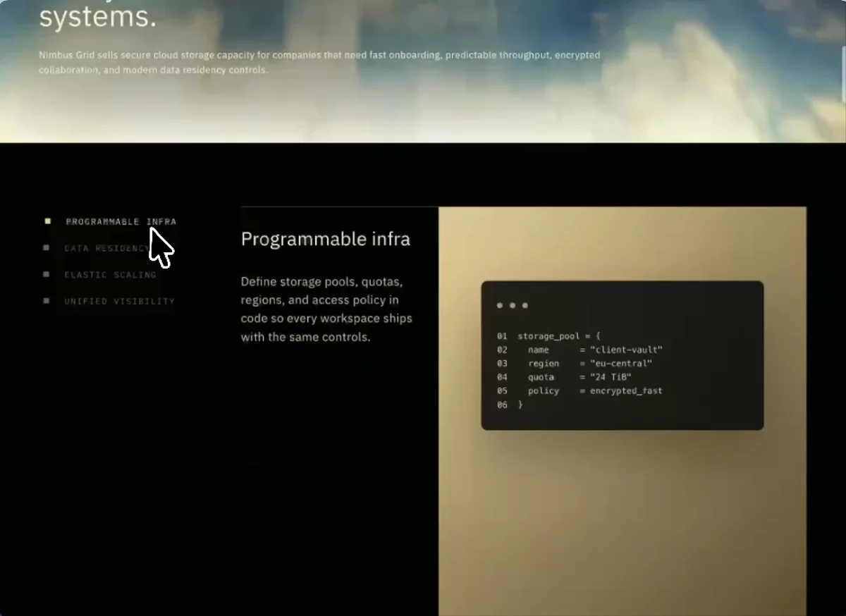 Nimbus Grid &mdash; Landing Page website build-prompt