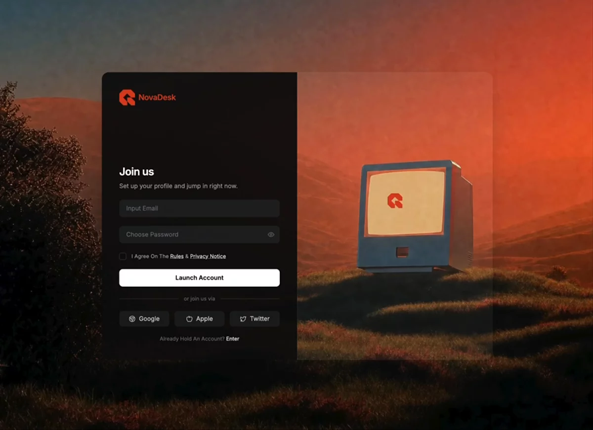 NovaDesk Signup &mdash; Signup website build-prompt