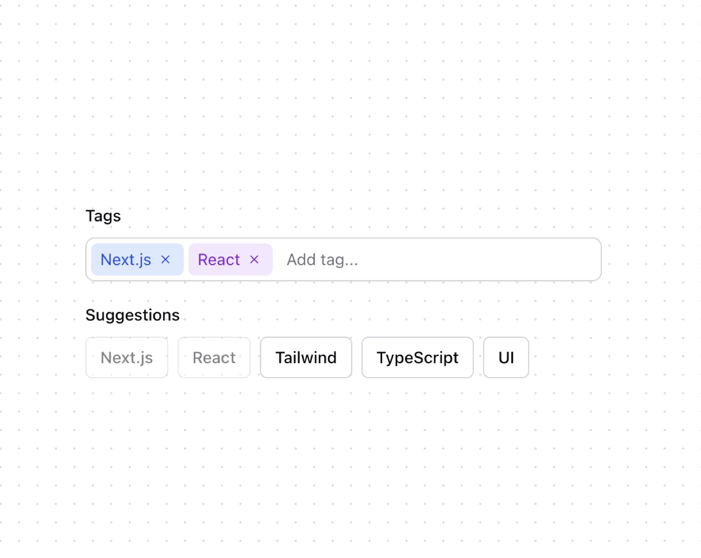 useTags &mdash; Component website build-prompt