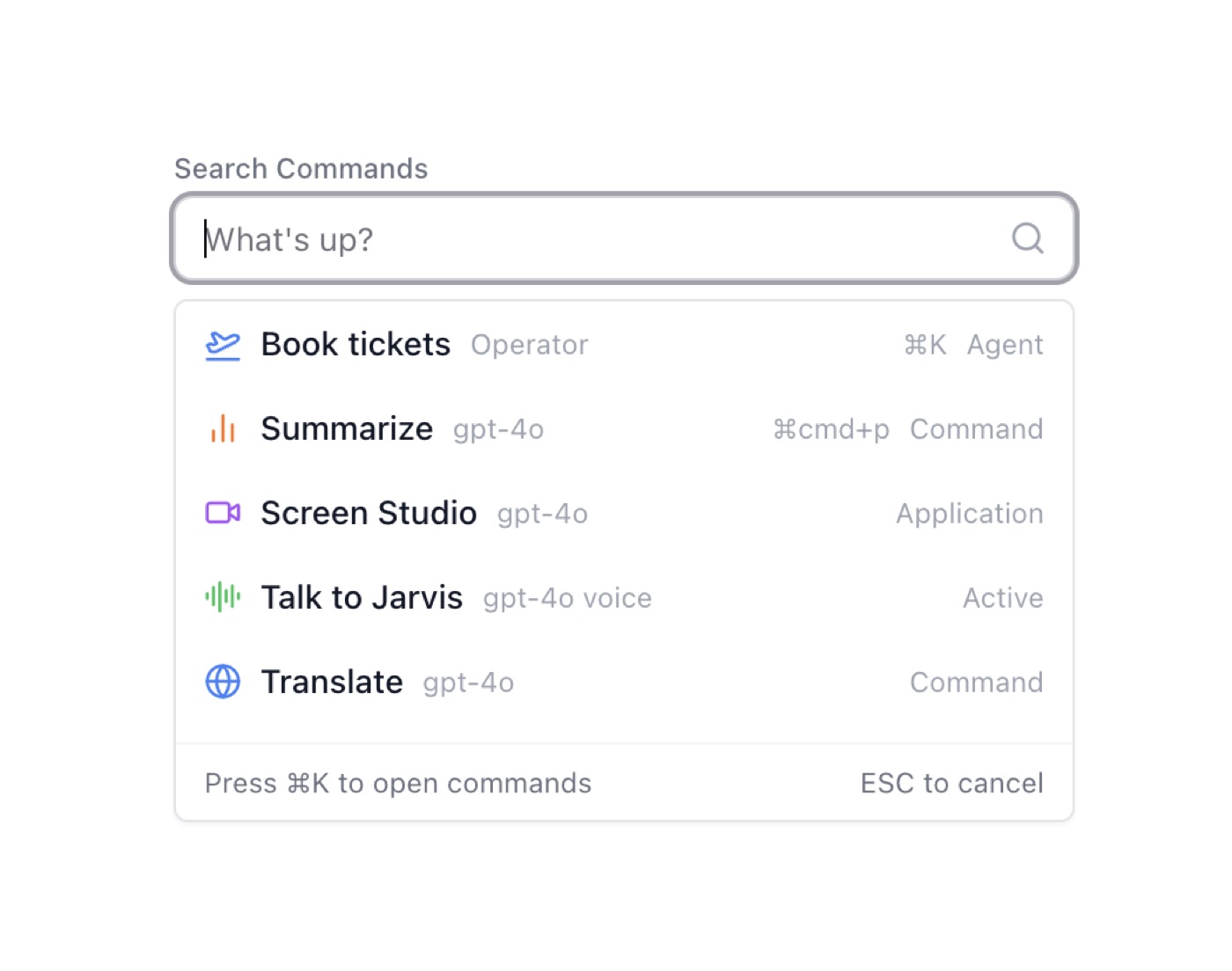 Action Search Bar &mdash; Component website build-prompt