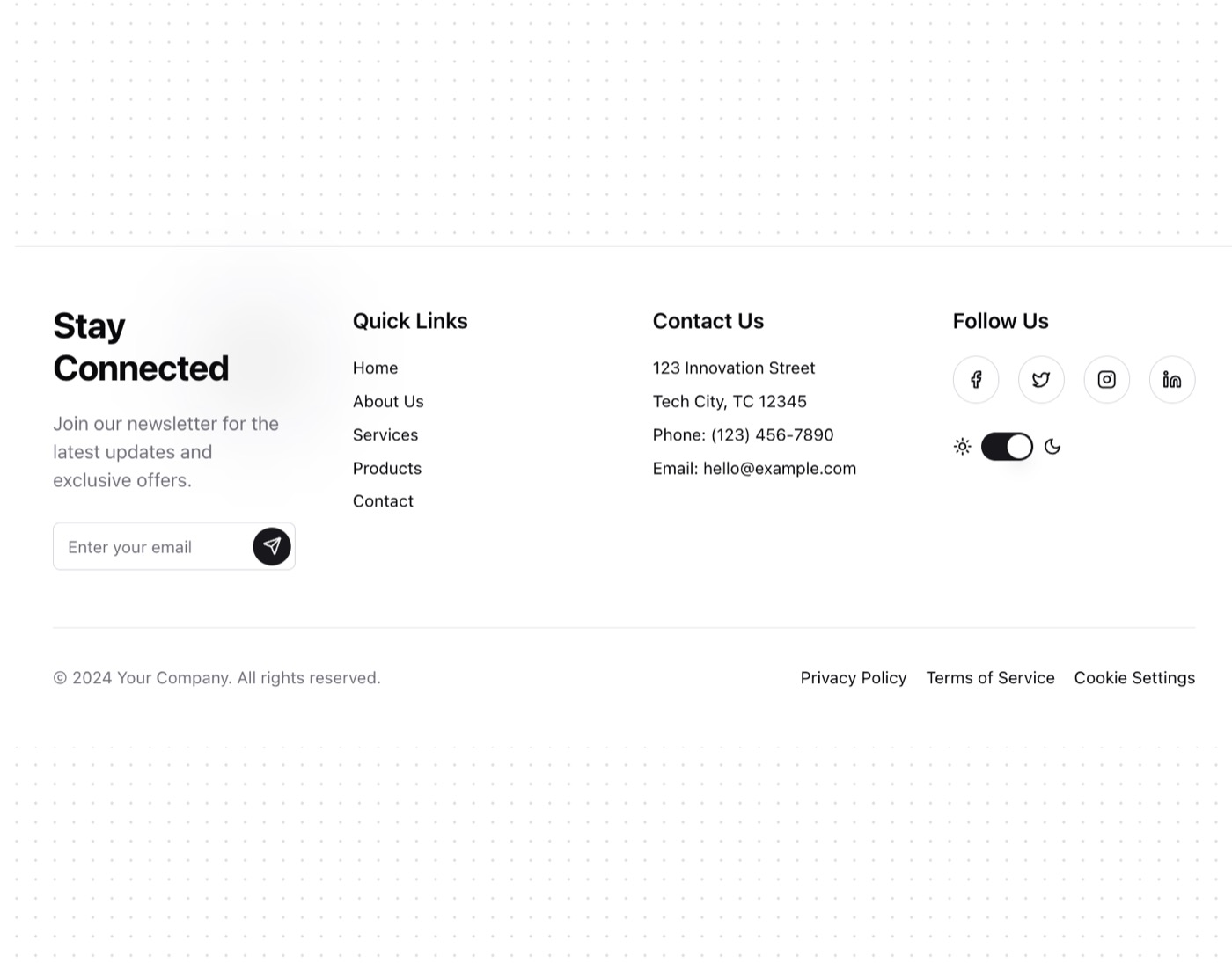 Footer section &mdash; Footer website build-prompt