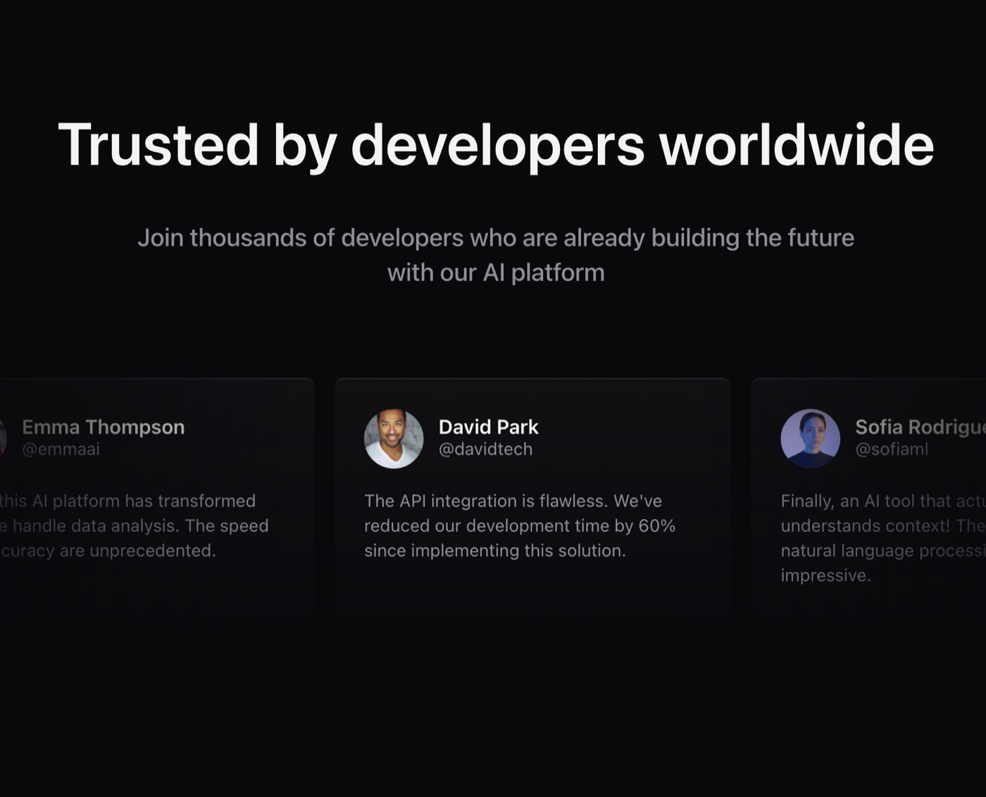 Testimonials with Marquee &mdash; Text Effect website build-prompt