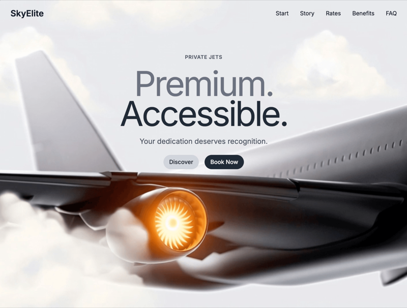 SkyElite Private Jets &mdash; Landing Page website build-prompt