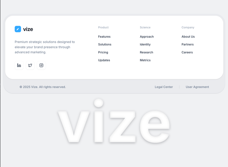 Vize Footer &mdash; Footer Section website build-prompt