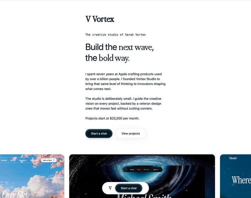 AI Designer Portfolio &mdash; Landing Page website build-prompt