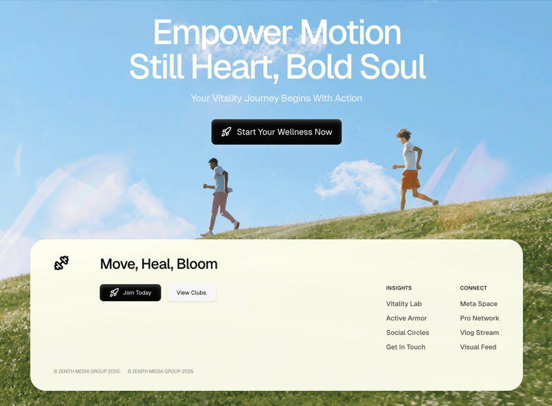Zenith Footer &mdash; Footer Section website build-prompt