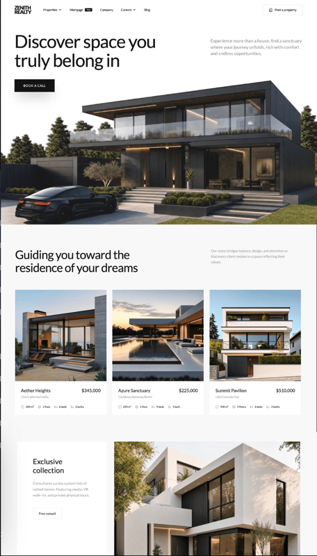Zenith Realty &mdash; Landing Page website build-prompt